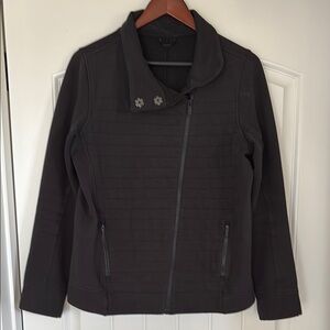 Lululemon Be True Black Quilted Asymmetrical Zip Fleece Lined‎ Jacket Womens 8